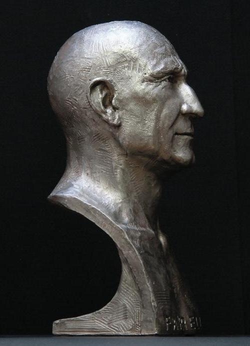 Dr Peter Farrell sculpture-bust side view
