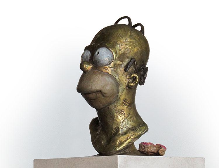 bronze bust of homer simpson with donut at 20th century fox lot 