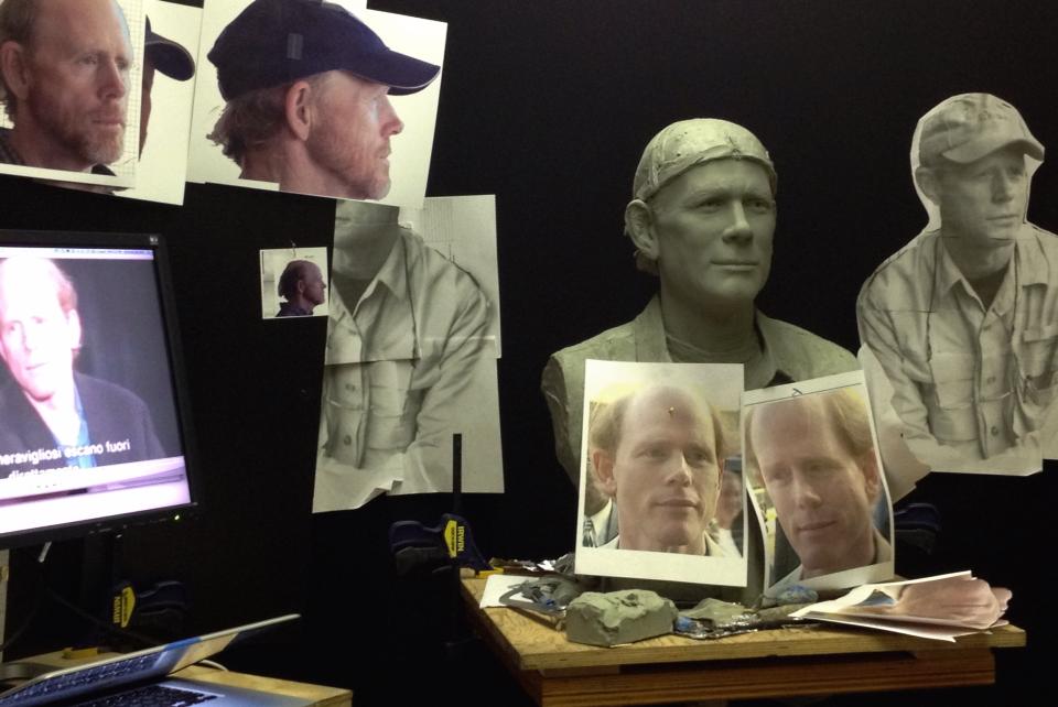 Ron Howard Portrait Sculpture in progress Studio