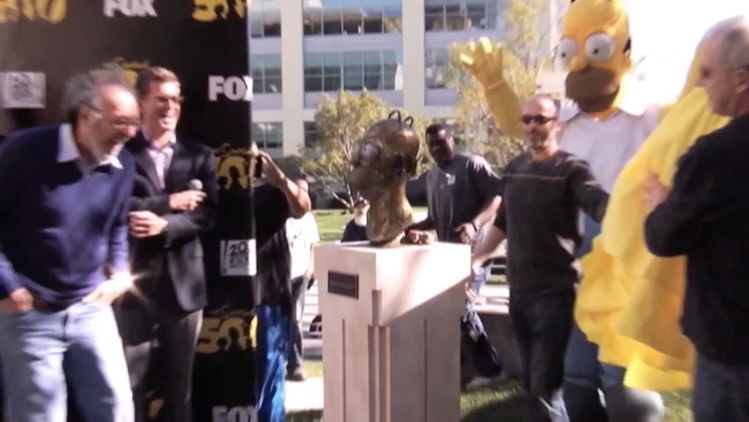 Homer Bust unveiling with Jim Brooks reaction