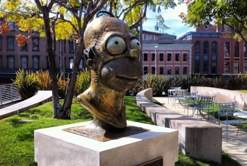 Homer Simpson Bronze with donut, Fox Lot, Los Angeles CA
