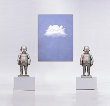 The Tots sculptures with Cloud Ark Painting