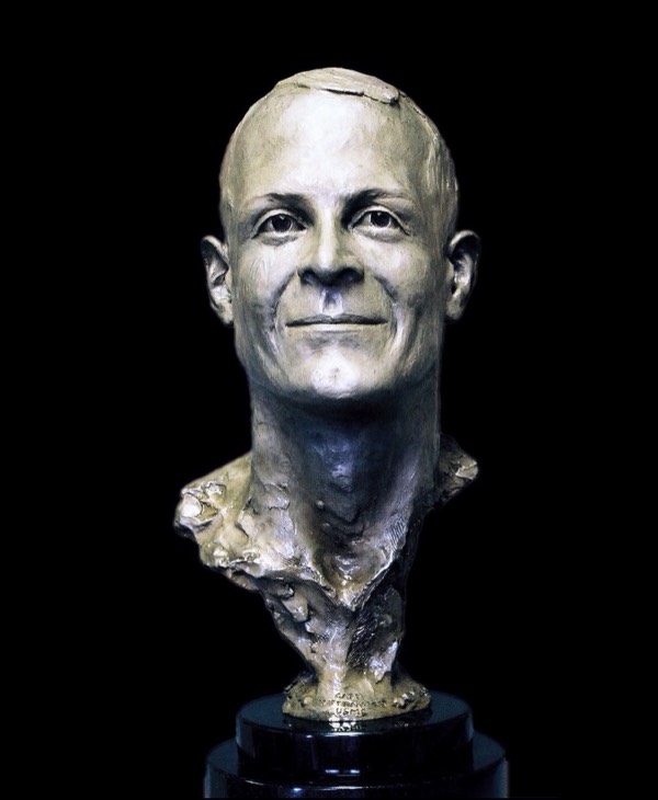 Busto of Capt. Matt Bancroft USMC. Bronze on granite commissioned sculpture. 