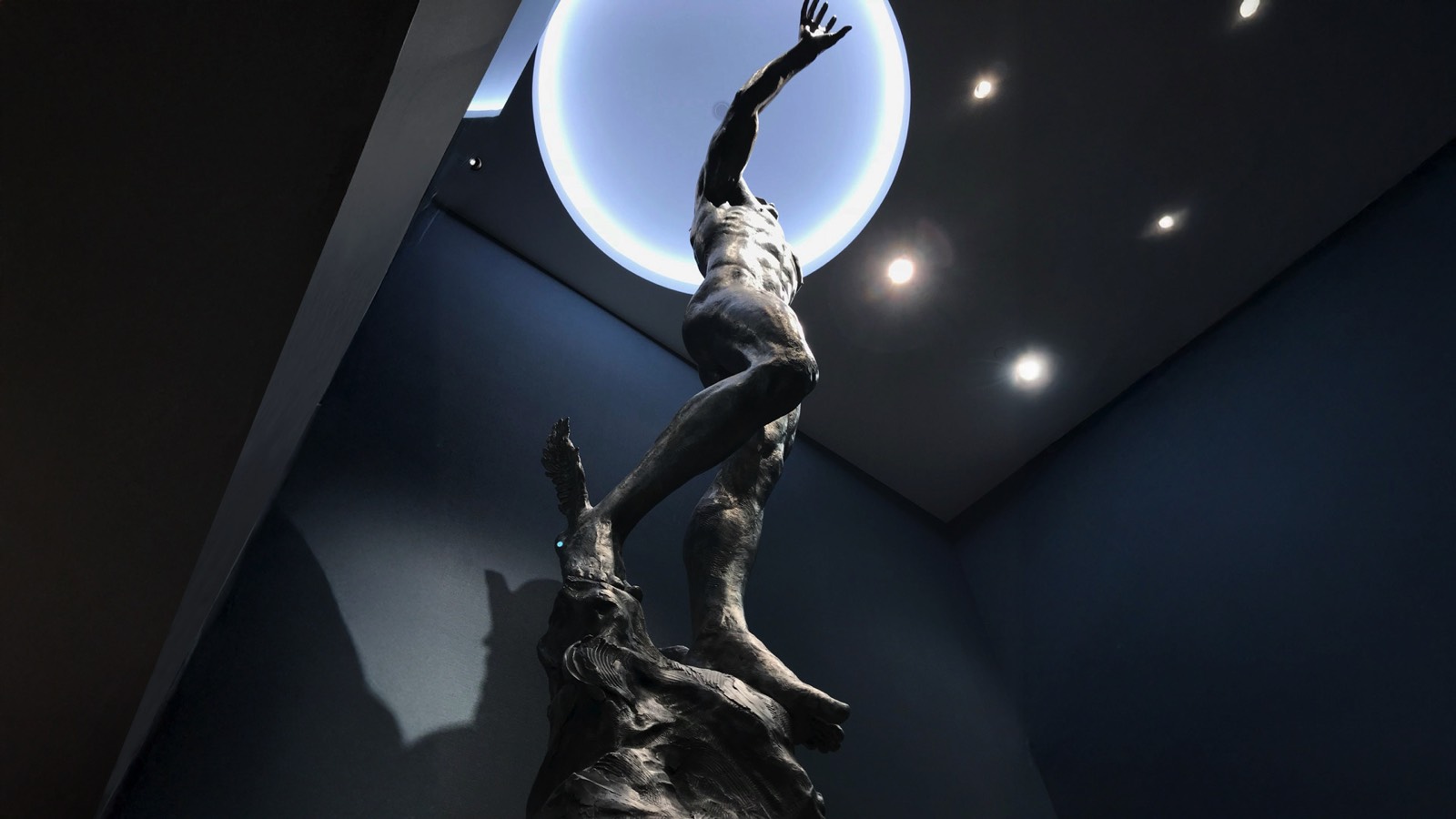 Mercury stainless steel sculpture by Richard Becker at the Los Angeles Athletic Club in Los Angeles