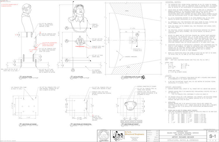 Example of the Balboa Park, San Diego installation  engineering drawing.