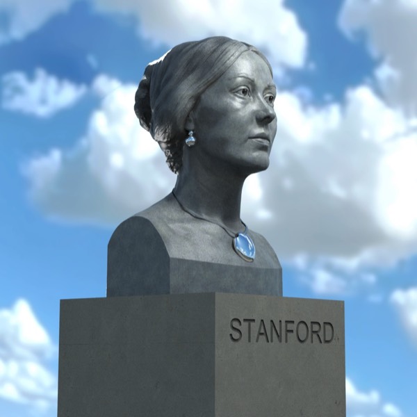 Bust of Jane Stanford bronze on granite
