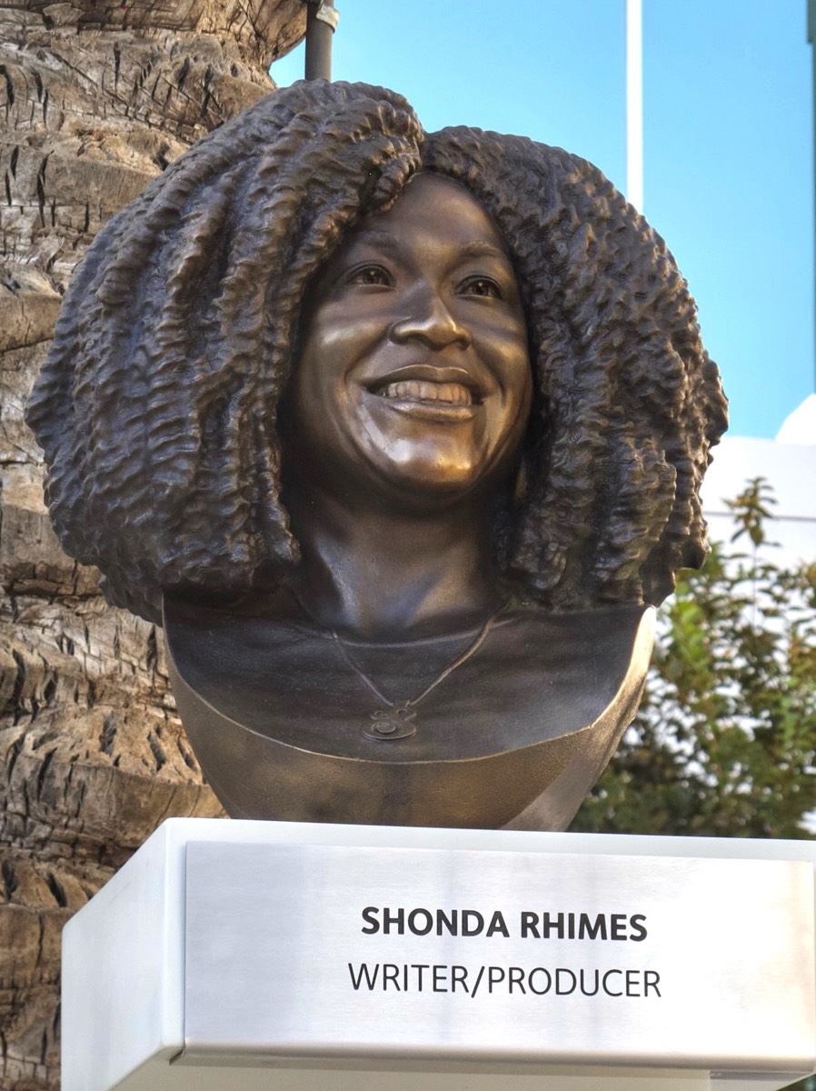Shonda Rhimes bronze bust installed at the Television Academy Hall of Fame garden, Hollywood.