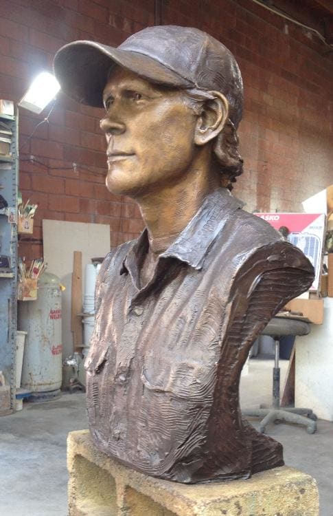 Ron Howards bronze bust at foundry