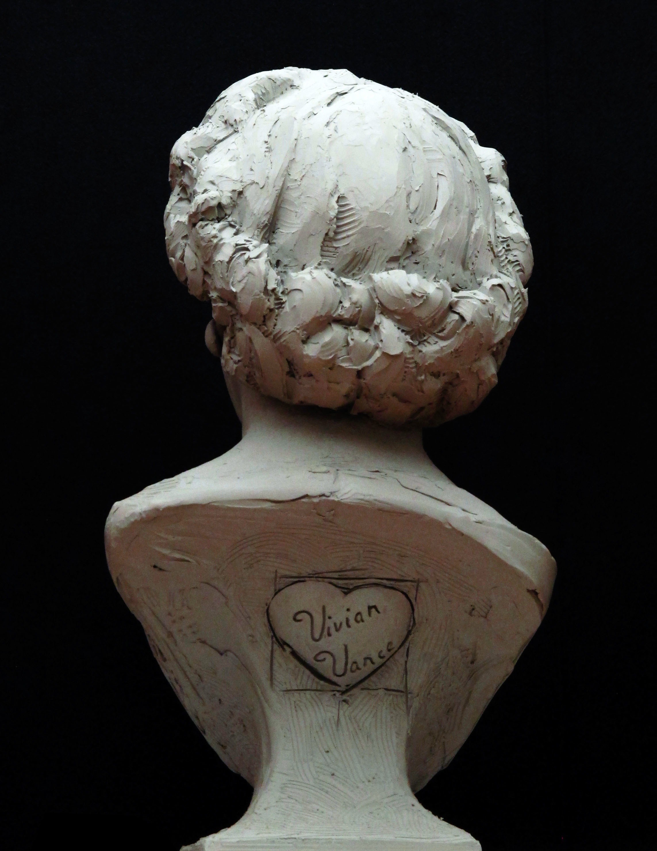Vivian Vance Bust sculpt in clay rear view