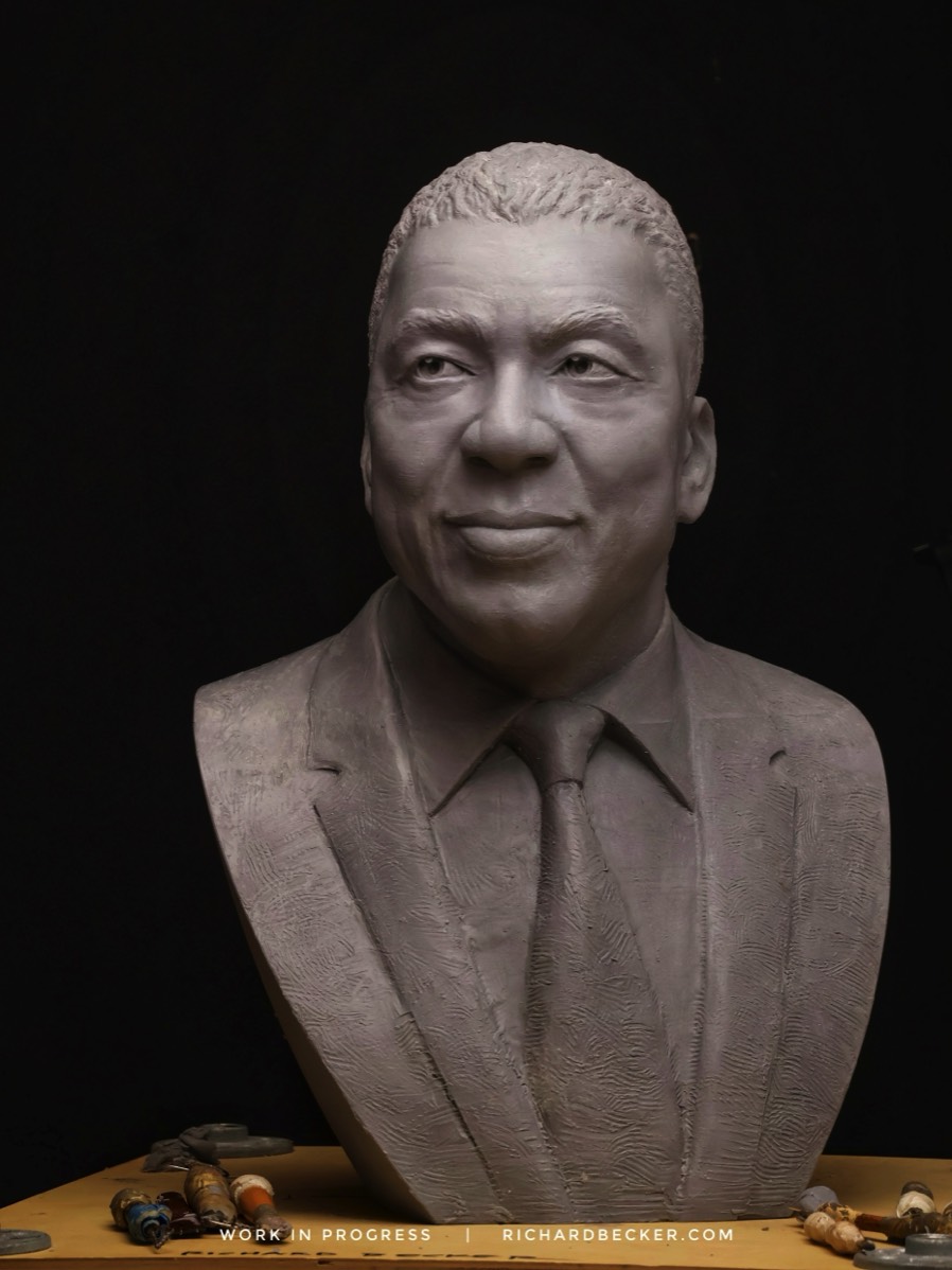 RL Bob Johnson bust in clay at Richard Becker