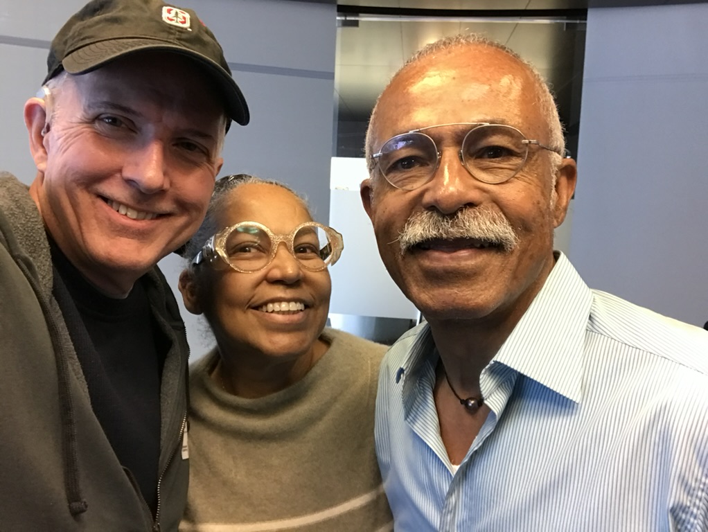 Richard Becker, Geneva Nash-Morgan, Donald A Morgan getting Don Measured and photographed for his Hall of Fame Bust