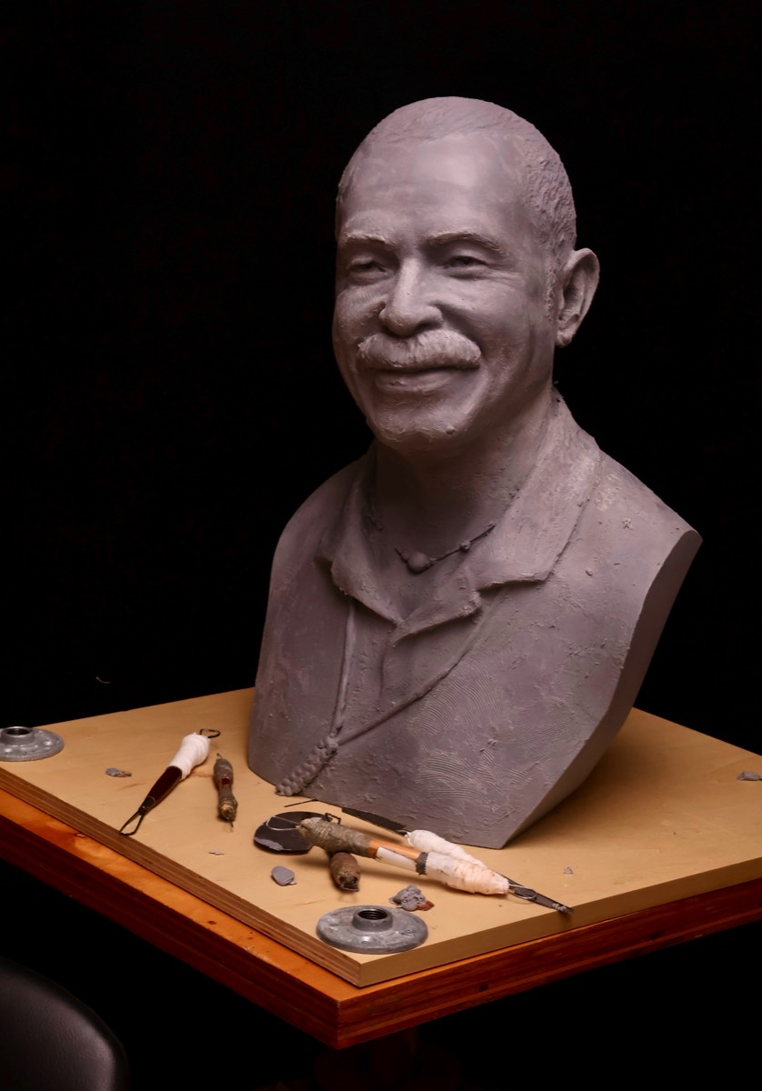Donald Morgan Sculpt in Progress by commission sculptor Richard Becker for Television Academy Hall of Fame
