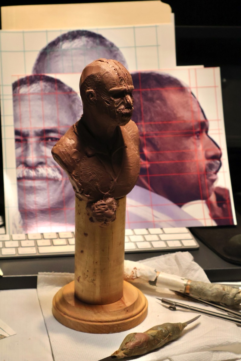 Clay Donald A Morgan concept roughed out in studio of Richard Becker, San Diego