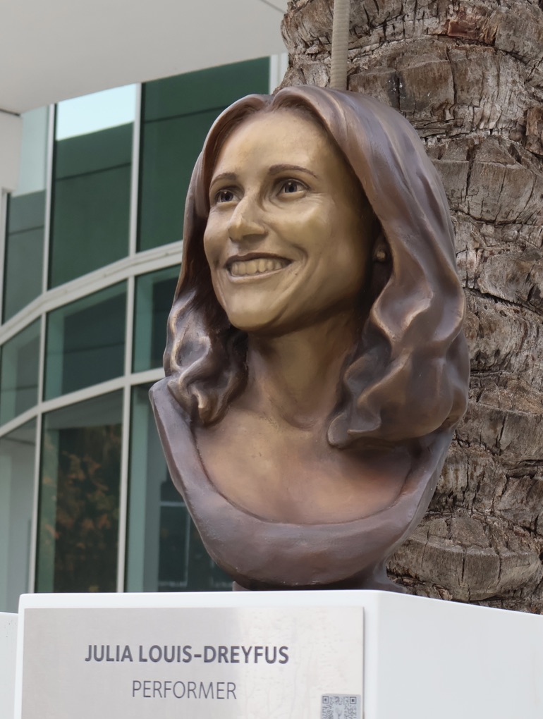 View of Julia Louis-Dreyfus Bronze Bust Installed at Television Academy Hall of Fame
