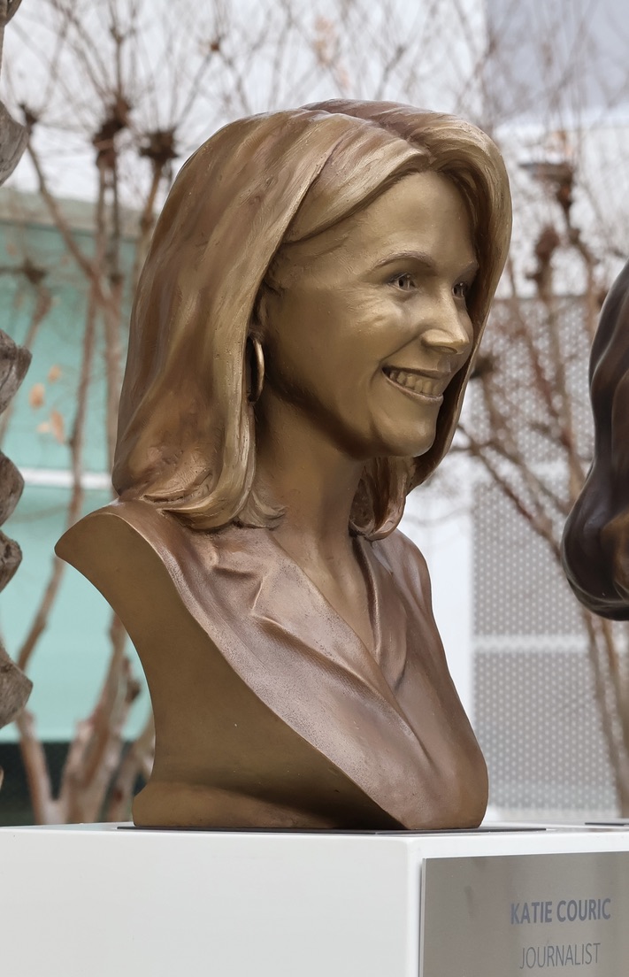 Katie Couric Bronze installed 3-4 view