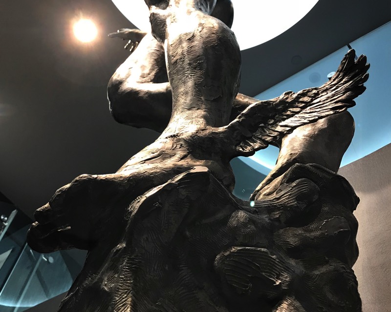 Winged foot detail of Mercury sculpture at Los Angeles Athletic Club